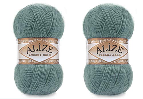 Alize Angora Goldgarn, 20 % Wolle, 80 % Acryl, weiches Garn, Häkeln, 200 g, 1204 m, Spitze, Handstricken, türkisches Garn (164 Azurblau) von Alize