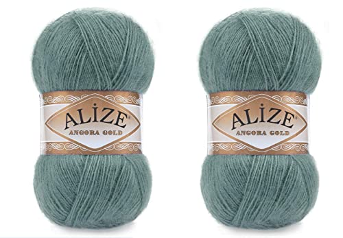Alize Angora Goldgarn, 20 % Wolle, 80 % Acryl, weiches Garn, Häkeln, 200 g, 1204 m, Spitze, Handstricken, türkisches Garn (164 Azurblau) von Alize
