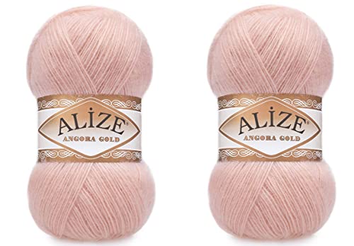 Alize Angora Gold Yarn 20% Wolle 80% Acryl Soft Yarn Crochet Lot of 2skn 200gr 1204yds Lace Hand Knitting Turkish Yarn (161 Powder) von Alize