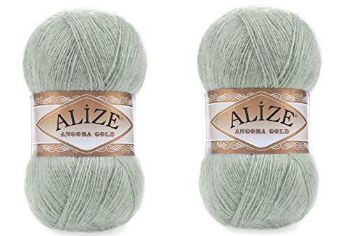 Alize Angora Goldgarn, 20 % Wolle, 80 % Acryl, weiches Garn, Häkeln, 200 g, 1204 m, Spitze, Handstricken, türkisches Garn (515 grüne Mandel) von Alize