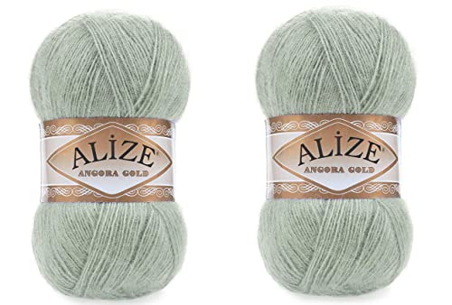 Alize Angora Goldgarn, 20 % Wolle, 80 % Acryl, weiches Garn, Häkeln, 200 g, 1204 m, Spitze, Handstricken, türkisches Garn (515 grüne Mandel) von Alize