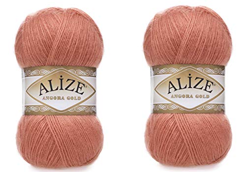Alize Angora Gold Garn, 20 % Wolle, 80 % Acryl, weiches Garn, Häkel- und Stricklos, 200 g, 102 m, Spitzengewicht, Zwiebelhaut (102) von Alize