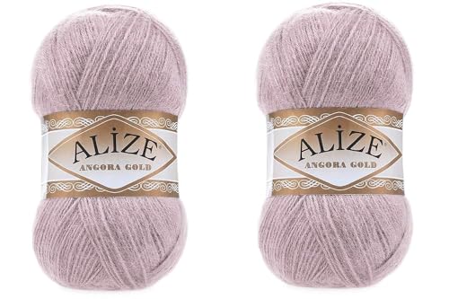 Alize Angora Goldgarn, 20 % Wolle, 80 % Acryl, weiches Garn, Häkeln, 200 g, 1204 m, Spitze, Handstricken, türkisches Garn (163 Rosengrau) von Alize