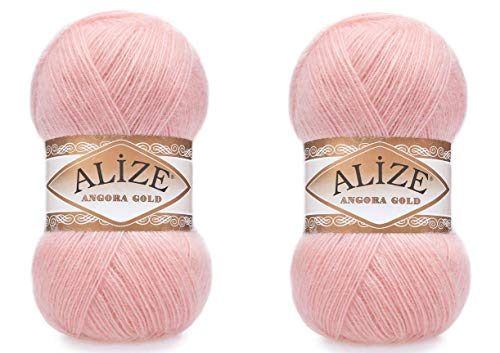Alize Angora Goldgarn, 20 % Wolle, 80 % Acryl, weiches Garn, Häkeln, 200 g, 1204 m, Spitze, Handstricken, türkisches Garn (363 Hochzeitsrosa) von Alize