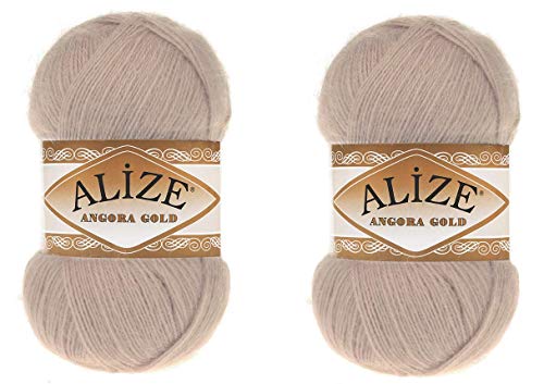 Alize Angora Goldgarn, 20 % Wolle, 80 % Acryl, weiches Garn, Häkeln, 200 g, 1204 m, Spitze, Handstricken, türkisches Garn (506 Stone) von Alize