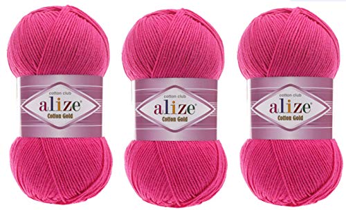 Alize Baumwoll-Garn, 55 % Baumwolle, 45 % Acryl, 3 Knäuel, 300 g, 900 m, 1082 m, Acryl-Baumwollgarn (149) von Alize