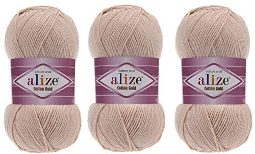 Alize Cotton Gold Garn 55% Baumwolle 45% Acryl Lot von 3 Knäuel 300gr 1082yds Stricken Acryl Baumwollgarn (67) von Alize