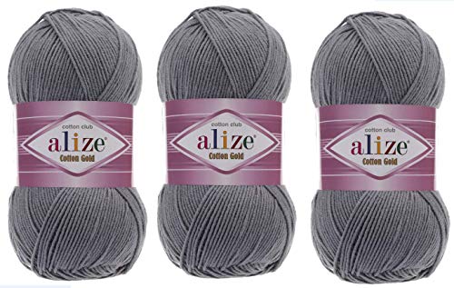 Alize Baumwoll-Garn, 55 % Baumwolle, 45 % Acryl, 3 Knäuel, 300 g, 900 m, 1082 m, Acryl-Baumwollgarn (87) von Alize