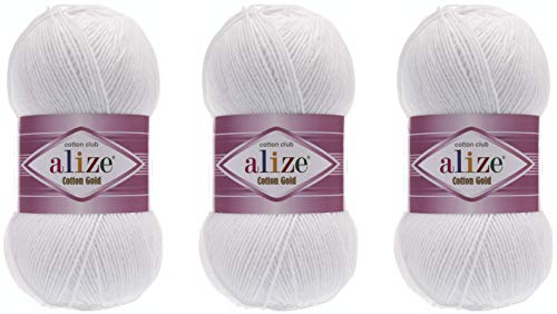 Alize Baumwolle Gold Garn Häkeln Handstricken 55% Baumwolle 45% Acryl Garn Art Lot of 3 skn 300 g 1082 yds 55 - Weiß Alize Baumwolle Gold Garn Häkeln Handstricken 55% Baumwolle 45% Acryl Garn Art Lot of 3 skn 300 g 1082 yds 55 - Weiß von Alize