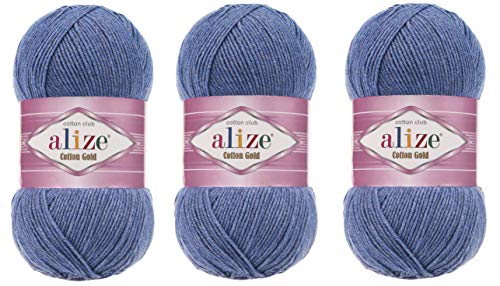 Alize Cotton Gold Garn 55% Baumwolle 45% Acryl Lot von 3 Knäuel 300gr 1082yds Stricken Acryl Baumwollgarn (374) Alize Cotton Gold Garn 55% Baumwolle 45% Acryl Lot von 3 Knäuel 300gr 1082yds Stricken Acryl Baumwollgarn (374) von Alize