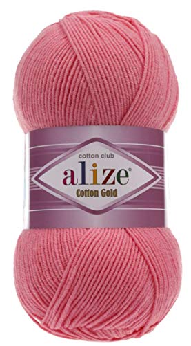 Alize Baumwollgarn, 55 % Baumwolle, 45 % Acryl, goldfarben, 1 Knäuel, 100 g, 33 Candy Pink von Alize