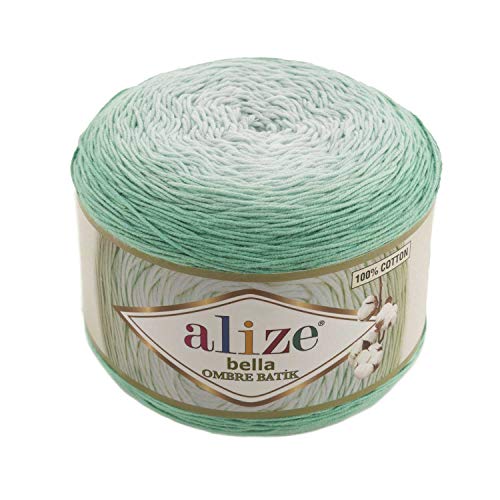 Alize Bella Ombre Batik 100% Baumwolle Garn 1 Big Knäuel 250 g 900 m 984 Yards 7408 von Alize