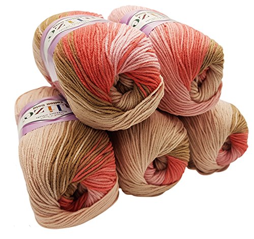 Alize Cotton Gold 5 x 100 Gramm Strickwolle 55% Baumwolle, 500 Gramm Wolle Mehrfarbig mit Farbverlauf Alize Cotton Gold 5 x 100 Gramm Strickwolle 55% Baumwolle, 500 Gramm Wolle Mehrfarbig mit Farbverlauf von Alize