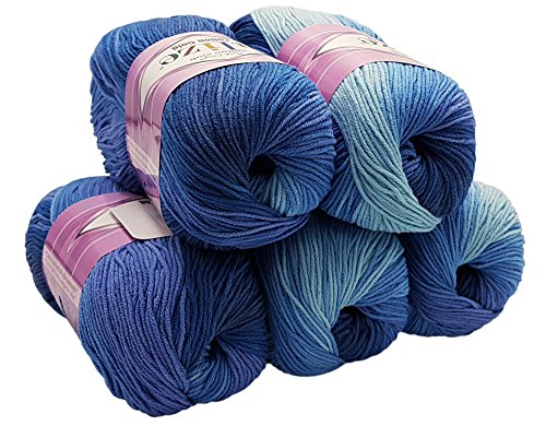 Alize Cotton Gold 5 x 100g Strickwolle 55% Baumwolle, 500 Gramm Wolle Mehrfarbig mit Farbverlauf Alize Cotton Gold 5 x 100g Strickwolle 55% Baumwolle, 500 Gramm Wolle Mehrfarbig mit Farbverlauf von Alize