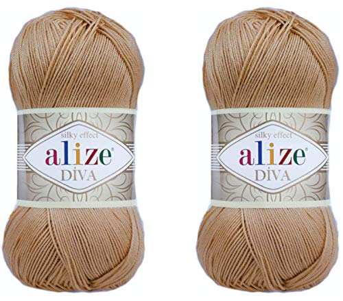 Alize Diva Yarn Handstrickgarn, 100 % Mikrofaser-Acrylgarn, Alize Diva, Seiden-Effekt, Häkelgarn, Kunst, Spitze, Basteln, 2 Knäuel, 200 g, 369-karamellfarben Alize Diva Yarn Handstrickgarn, 100 % Mikrofaser-Acrylgarn, Alize Diva, Seiden-Effekt, Häkelgarn, Kunst, Spitze, Basteln, 2 Knäuel, 200 g, 369-karamellfarben von Alize