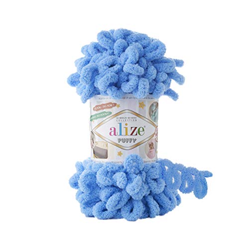 Alize Puffy Baby Deckengarn, 5 Knäuel, 500 g, 45,7 m, 100 % Micropolyester, weiches Garn, Babydecke, Handstrickgarn, super grob, sperrig, gewebtes Garn (289) von Alize
