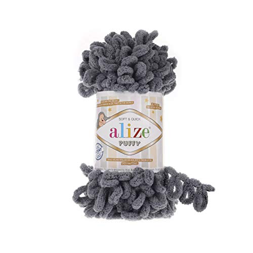 Alize Puffy Baby Deckengarn, 5 Knäuel, 500 g, 45 m, 100 % Micropolyester, weiches Garn, Babydecke, Garn, Handstrickgarn, Super Chunky Bulky Woven Worested Yarn (87) von Alize