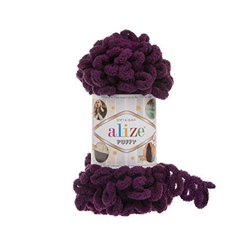 Alize Puffy Baby-Deckengarn, 5 Knäuel, 500 g, 45 m, 100 % Mikropolyester, weiches Garn, Babydeckengarn, Handstrickgarn, super grob, sperrig, gewebtes Kammgarn (111) von Alize