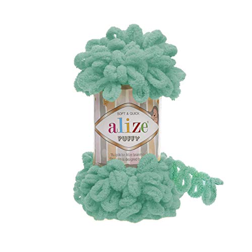Alize Puffy Baby-Deckengarn, 5 Knäuel, 500 g, 45 m, 100 % Mikropolyester, weiches Garn, Babydeckengarn, Handstrickgarn, super grob, sperrig, gewebtes Kammgarn (490) von Alize