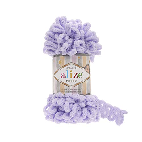 Alize Puffy Baby Deckengarn, 5 Knäuel, 500 g, 50 m, 100 % Micropolyester, weiches Garn, Babydecke, Garn, Handstrickgarn, Super Chunky Bulky Woven Worested Yarn (146) von Alize