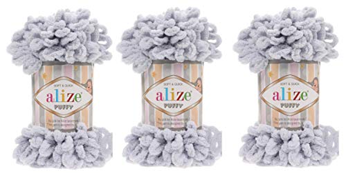 Alize Puffy Babydecke, Garn, 3 Knäuel, 300 g, 100 % Micropolyester, weiches Garn, Handstrickgarn, sehr grob, gewebt, gewebt, gewebtes Garn (416) von Alize