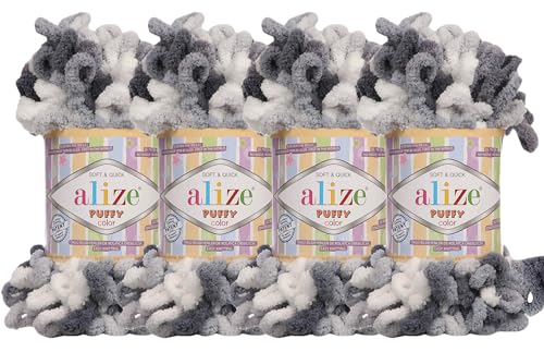 Alize Puffy Color Babydeckengarn, 400 g, 100 % Mikropolyester, weiches Garn, Handstrickgarn (5925) von alize