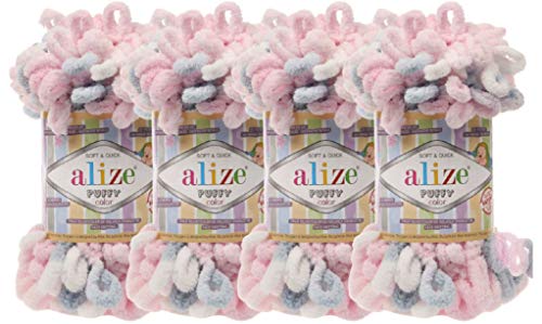Alize Puffy Color Garn Baby Blanket Garn Lot of 1 Knäuel 100% Micropolyester Soft Yarn Baby Blanket Yarn Handstrickgarn Super Chunky Bulky Woven Worested Yarn (5864) von alize