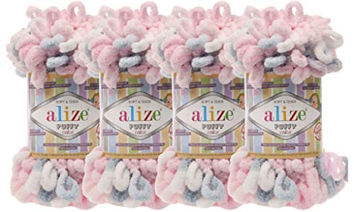 Alize Puffy Color Garn Baby Blanket Garn Lot of 1 Knäuel 100% Micropolyester Soft Yarn Baby Blanket Yarn Handstrickgarn Super Chunky Bulky Woven Worested Yarn (5864) von Alize