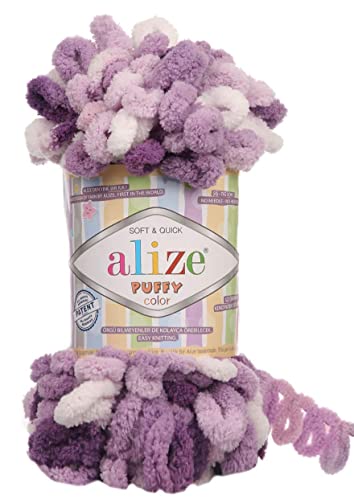 Alize Puffy Color Babydeckengarn, 400 g, 100 % Mikropolyester, weiches Garn, Handstrickgarn (5923) von Alize