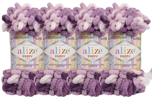 Alize Puffy Color Babydeckengarn, 400 g, 100 % Mikropolyester, weiches Garn, Handstrickgarn (5923) von alize