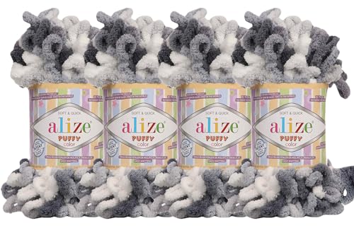 Alize Puffy Color Babydeckengarn, 400 g, 100 % Mikropolyester, weiches Garn, Handstrickgarn (5925) von Alize