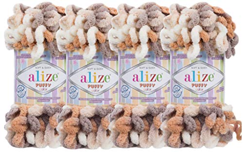 Alize Puffy Color Babydeckengarn, 400 g, 100 % Mikropolyester, weiches Garn, Handstrickgarn (5926) von Alize