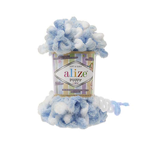 Alize Puffy Color Garn für Babydecke, 5 Knäuel, 500 g, 50 m, 100 % Micropolyester, weiches Garn, Babydecke, Garn, Handstrickgarn, Super Chunky Bulky Woven Worested Garn (5865) von Alize