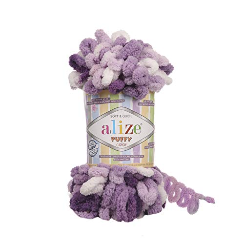 Alize Puffy Color Garn für Babydecke, 5 Knäuel, 500 g, 50 m, 100 % Micropolyester, weiches Garn, Babydecke, Garn, Handstrickgarn, Super Chunky Bulky Woven Worested Garn (5923) von Alize