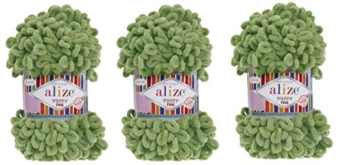 Alize Puffy Feines Garn für Babydecke, 3 Knäuel, 300 g, 100 % Micropolyester, weiches Garn, Handstrickgarn, sehr grob, sperrig, gewebt, gewobenes Garn (485) von Alize