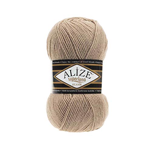 Alize SuperLana Classic 25% Wolle, 75% Acryl, je Knäuel 100 g, 280 m, Lot von 4 Knäueln - 5 Beige Alize SuperLana Classic 25% Wolle, 75% Acryl, je Knäuel 100 g, 280 m, Lot von 4 Knäueln - 5 Beige von Alize