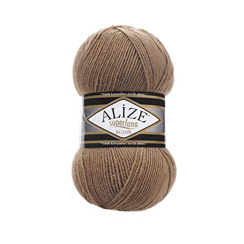 Alize SuperLana Classic 25% Wolle, 75% Acryl, je Knäuel 100 g 280 m, Lot von 4 Knäueln - 466 Dunkelbeige Alize SuperLana Classic 25% Wolle, 75% Acryl, je Knäuel 100 g 280 m, Lot von 4 Knäueln - 466 Dunkelbeige von Alize