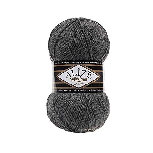 Alize SuperLana Classic 25% Wolle 75% Acryl je Knäuel 100g 280m, 4 Knäuel - 182 mittelgrau von Alize