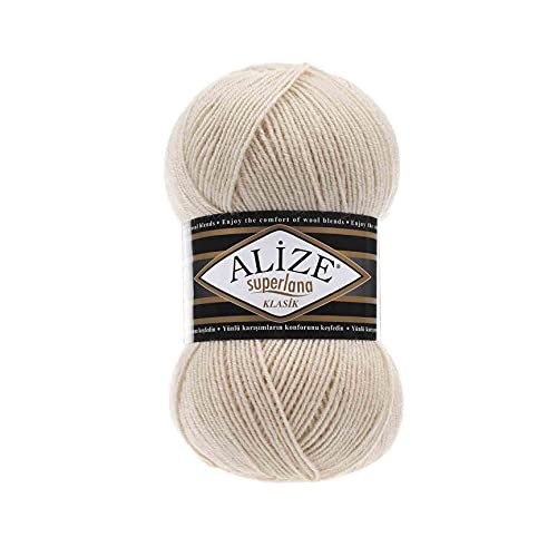 Alize SuperLana Classic 25% Wolle 75% Acryl je Knäuel 100g 280m 4 Knäuel - 310 Honig von Alize