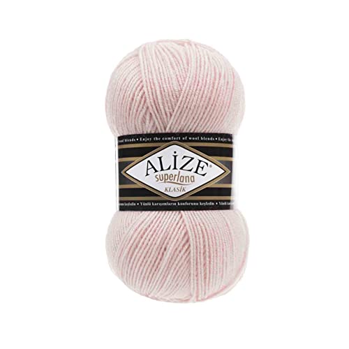 Alize SuperLana Classic 25% Wolle 75% Acryl je Knäuel 100g 280m Lot 4 Sträuel - 271 Pink Pearl von Alize