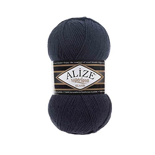 Alize SuperLana Classic 25% Wolle 75% Acryl je Knäuel 100g 280m, 4 Knäuel - 58 navy von Alize