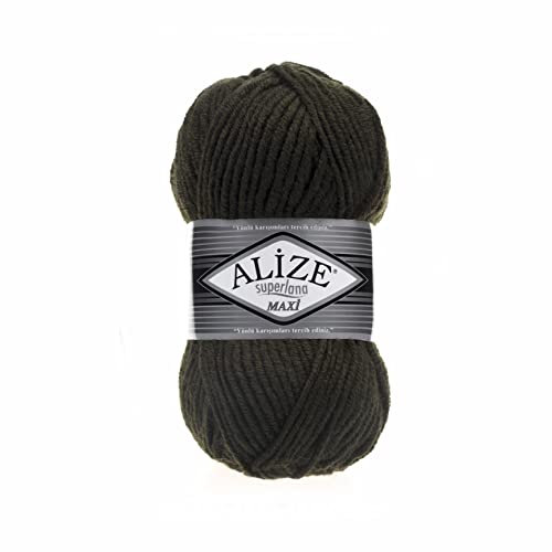 Alize SuperLana Maxi 25% Wolle 75% Acryl je Knäuel 100g 100m 4 Knäuel - 241 Schwarzwald von Alize