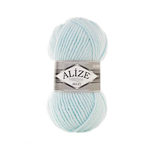 Alize SuperLana Maxi 25% Wolle 75% Acryl je Knäuel 100g 100m Lot 4 Sträuel - 522 Mint von Alize