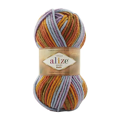 Alize SuperLana Maxi Batik 25% Wolle 75% Acryl je Knäuel 100 g 100 m, 4 Knäuel - 7794 von Alize