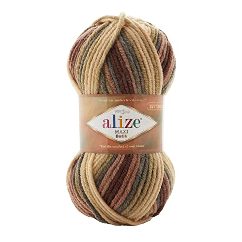 Alize SuperLana Maxi Batik 25% Wolle, 75% Acryl, je Knäuel 100 g, 100 m, 4 Knäuel – 7804 Alize SuperLana Maxi Batik 25% Wolle, 75% Acryl, je Knäuel 100 g, 100 m, 4 Knäuel – 7804 von Alize