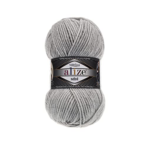 Alize SuperLana Midi 25% Wolle 75% Acryl je Knäuel 100g 170m, 4 Knäuel - 208 hellgrau Alize SuperLana Midi 25% Wolle 75% Acryl je Knäuel 100g 170m, 4 Knäuel - 208 hellgrau von Alize