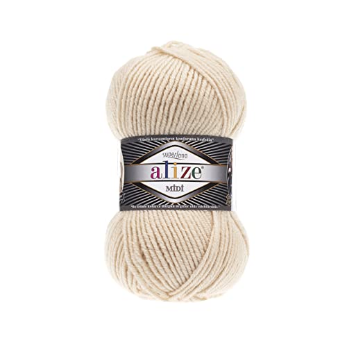 Alize SuperLana Midi 25% Wolle 75% Acryl je Knäuel 100g 170m 4 Knäuel - 310 Honig von Alize