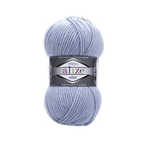 Alize SuperLana Midi 25% Wolle 75% Acryl je Knäuel 100g 170m, 4 Sträuel 480 hellblau Alize SuperLana Midi 25% Wolle 75% Acryl je Knäuel 100g 170m, 4 Sträuel 480 hellblau von Alize