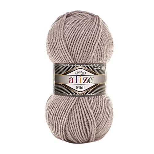 Alize SuperLana Midi 25% Wolle 75% Acryl je Knäuel 100g 170m, 4 Sträuel - 652 Smoky von Alize
