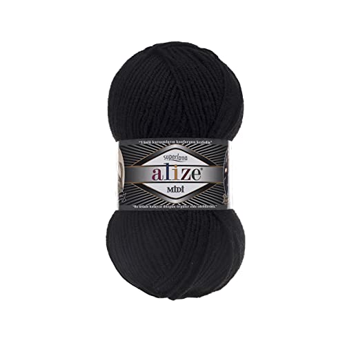 Alize SuperLana Midi 25% Wolle 75% Acryl je Knäuel 100g 170m Lot 4 Stränge - 60 Stück schwarz Alize SuperLana Midi 25% Wolle 75% Acryl je Knäuel 100g 170m Lot 4 Stränge - 60 Stück schwarz von Alize